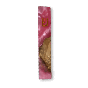 7" Pink Resin and Olive Wood Mezuzah Case – Artistic Judaica Doorpost