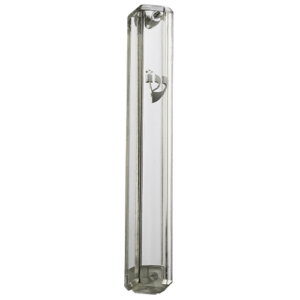 Clear Plastic Mezuzah with Rubber Cork - with Silver Shin